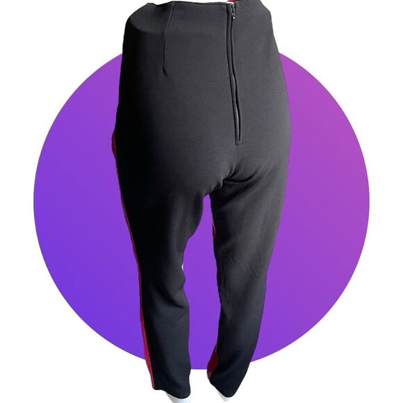 Vintage 90s Y2K Cache Red Leather & Black Knit Sexy Hawt Women's Pants Size 8 M - Picture 8 of 10